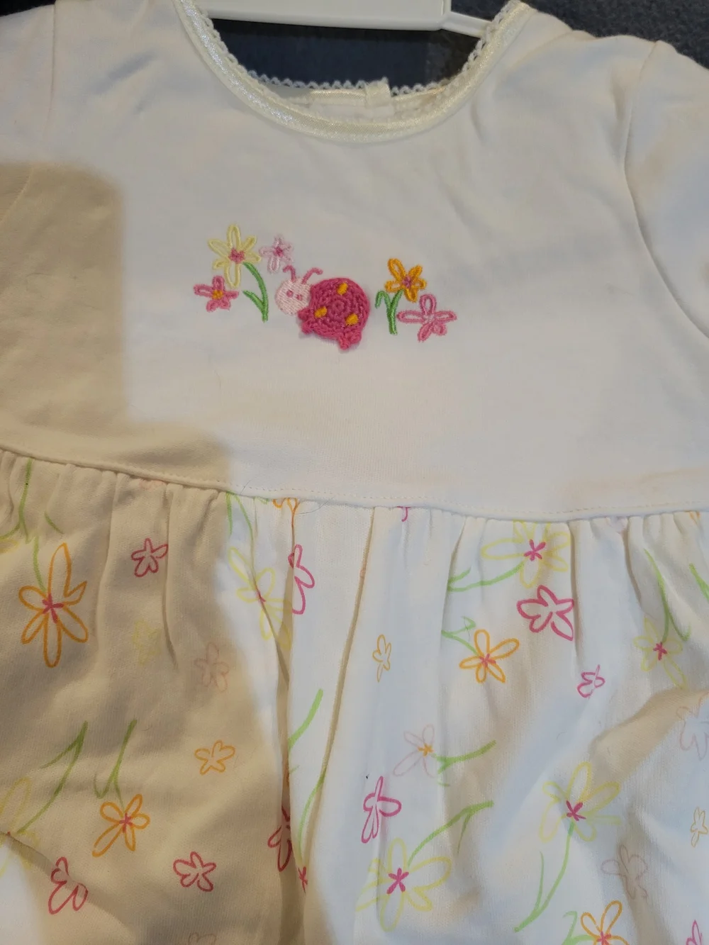 Carter's White Baby Dress with Pink and Yellow Embroidery - Picture 2 of 5
